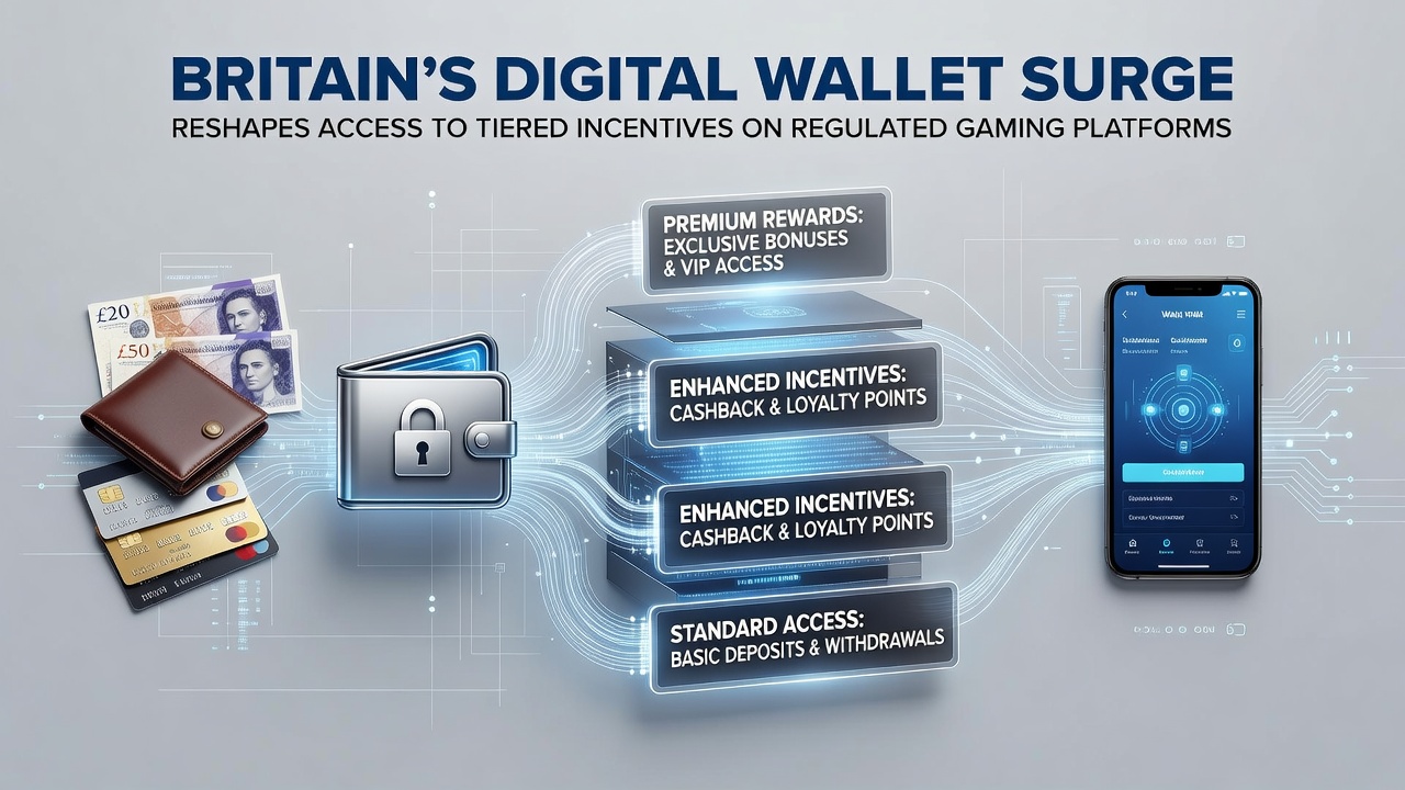 Infographic illustrating how digital wallet transactions unlock successive incentive tiers on UK gaming sites